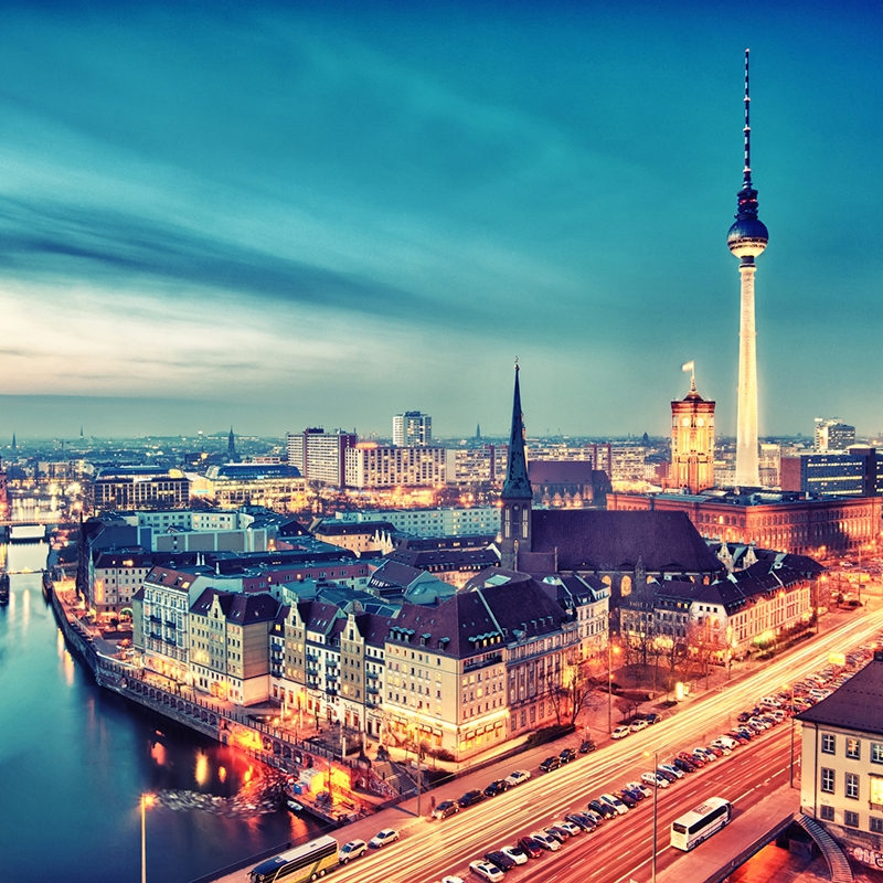 Photo of Berlin at night.